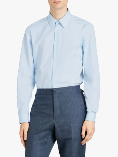Shop Burberry Slim Fit Cotton Poplin Shirt In Blue