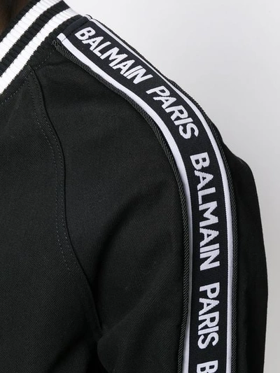 Shop Balmain Zipped Bomber Jacket In Black