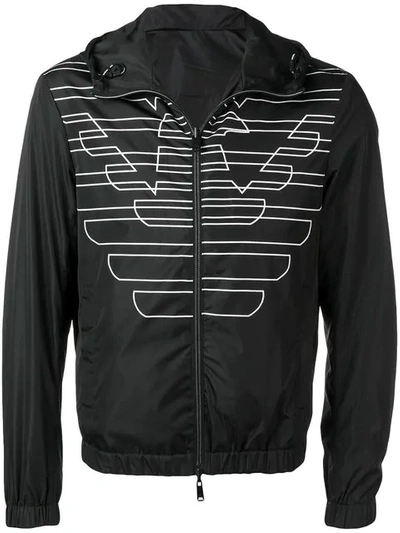 Shop Emporio Armani Monogram Print Bomber Jacket In Black