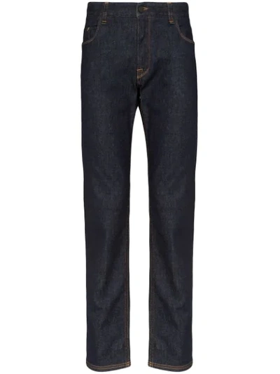 Fendi Schmale Jeans Mit Logo-tasche In Blue