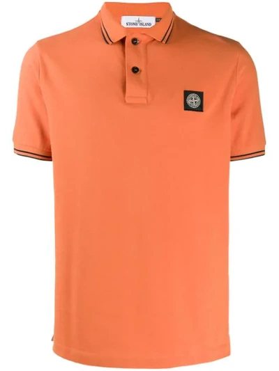 Shop Stone Island Twin Tipped Polo Shirt In Orange