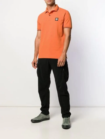 Shop Stone Island Twin Tipped Polo Shirt In Orange