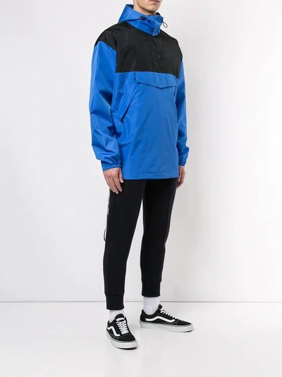 Shop Ben Taverniti Unravel Project Contrast Panel Hooded Windbreaker In Blue