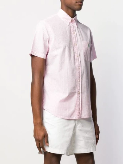 Shop Polo Ralph Lauren Button Down Striped Shirt In Pink