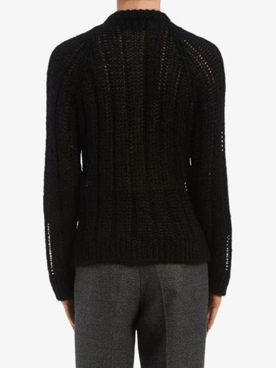 Shop Prada Crew Neck Cardigan In F0002 Black