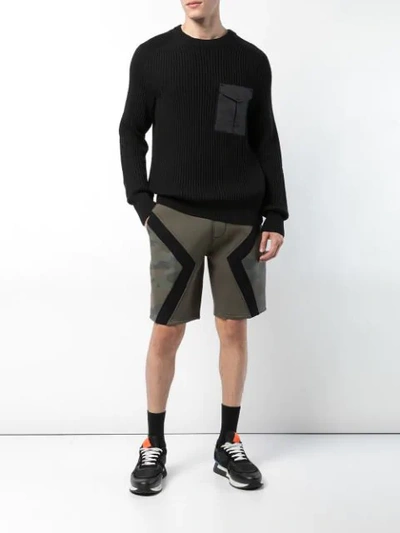 Shop Neil Barrett Paneled Camo Shorts In Green