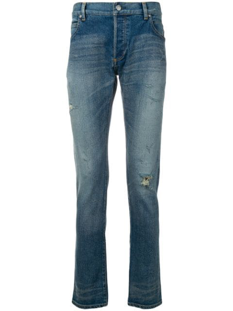 Balmain Ripped Jeans In Blue | ModeSens