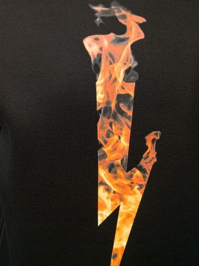 Shop Neil Barrett Flames Logo Print Sweatshirt In Black