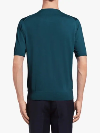 Shop Prada Short-sleeve Fitted T-shirt In Blue