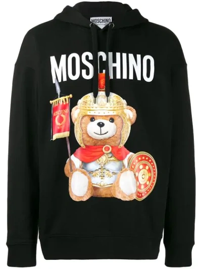 Shop Moschino Centurion Toy Bear Hoodie - Black