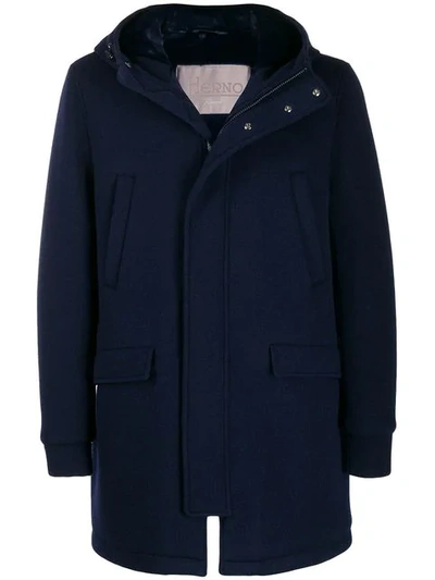 Shop Herno Hooded Coat In Blue