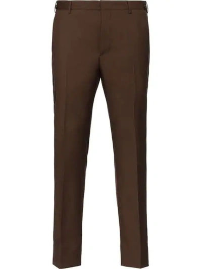Shop Prada Wool And Mohair Trousers In Brown