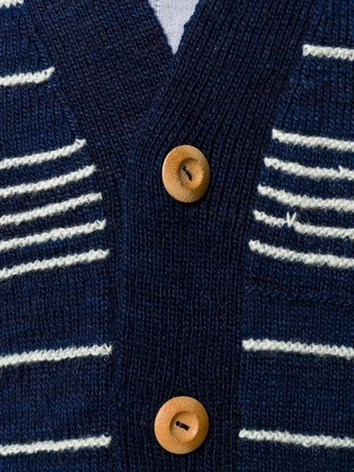 Shop Visvim Striped Long-sleeve Cardigan In Blue