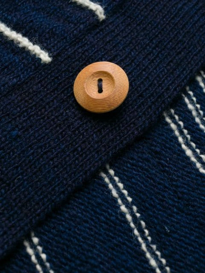 Shop Visvim Striped Long-sleeve Cardigan In Blue