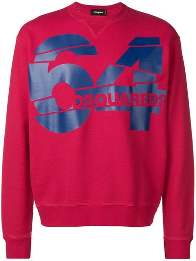 Shop Dsquared2 64 Print Sweatshirt In Red