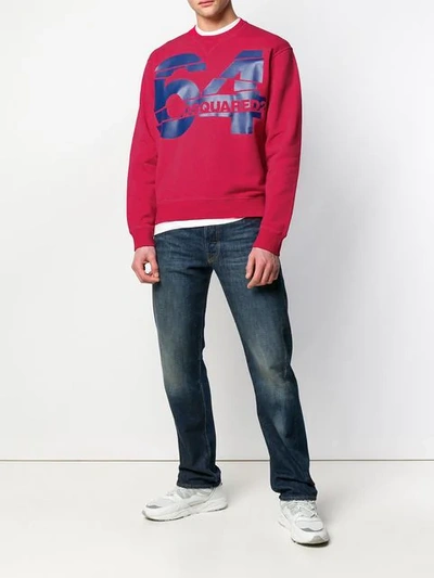 Shop Dsquared2 64 Print Sweatshirt In Red