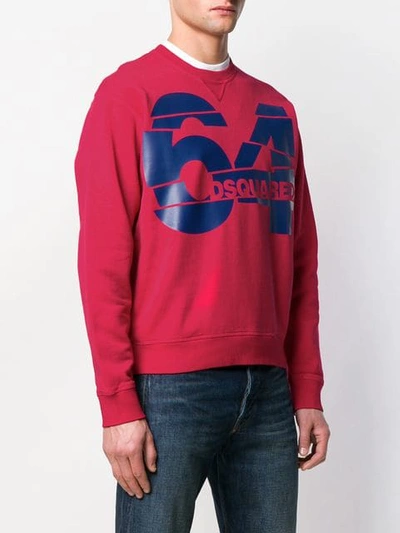 Shop Dsquared2 64 Print Sweatshirt In Red