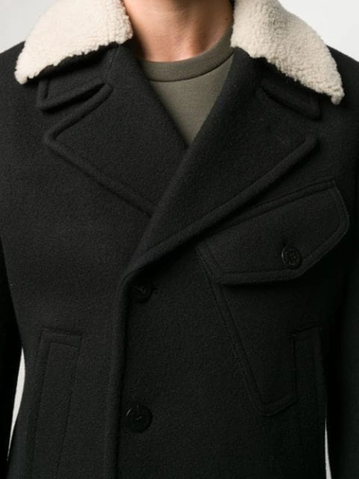 Shop Neil Barrett Shearling Double Breasted Coat In Black