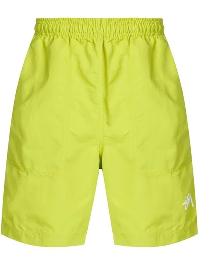 Shop Stussy Contrast Band Swim Shorts In Green