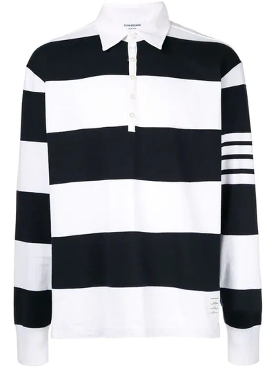 Shop Thom Browne Oversized Rugby Polo Shirt In White