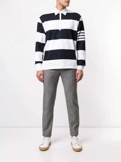 Shop Thom Browne Oversized Rugby Polo Shirt In White