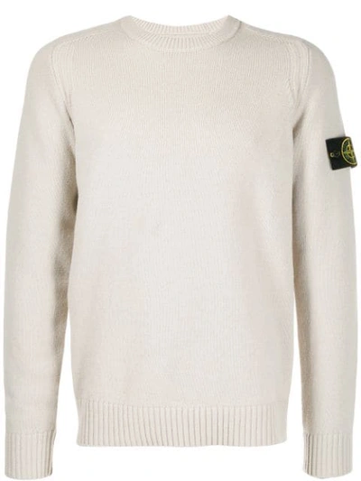 Shop Stone Island Logo Patch Sweater In Neutrals