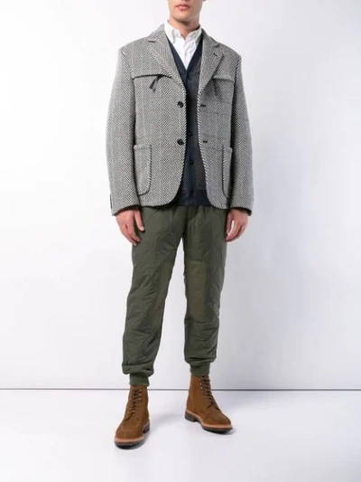 Shop Junya Watanabe Man Colour Block Cardigan - Grey