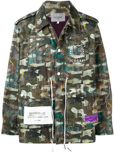 Shop Icosae Casual Camo Jacket In Green