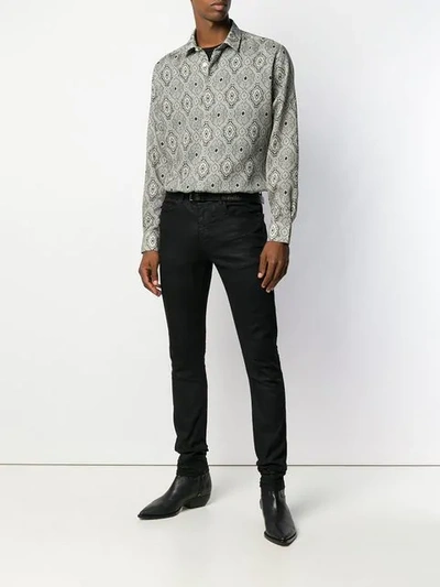 Saint Laurent Yves Paisley Printed Wool Shirt In Grey