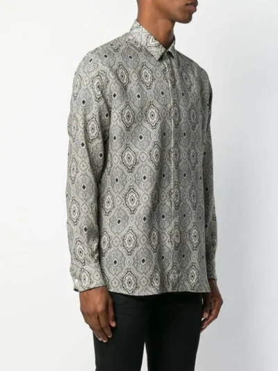 Saint Laurent Yves Paisley Printed Wool Shirt In Grey
