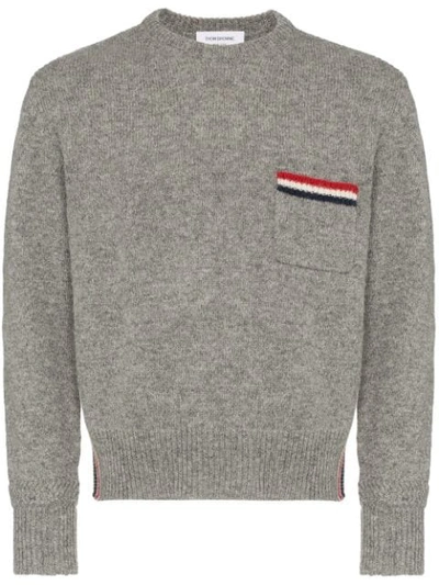 Shop Thom Browne Stripe-detail Jumper In Grey