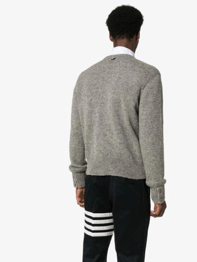 Shop Thom Browne Stripe-detail Jumper In Grey