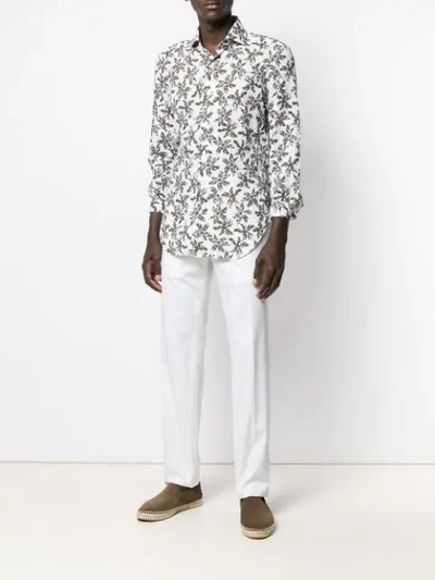 Shop Barba Printed Shirt In White