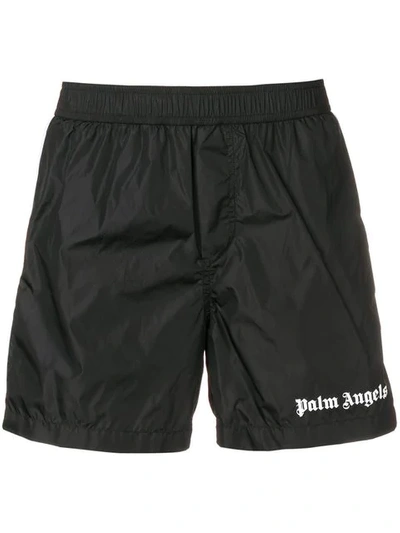 Shop Palm Angels Logo Swimming Shorts In Black