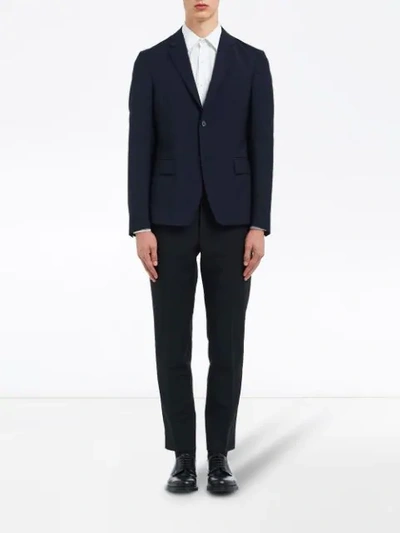 Shop Prada Single-breasted Wool Jacket In Blue