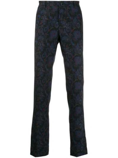 Shop Etro Paisley Print Slim-fit Trousers In 0200 Blue