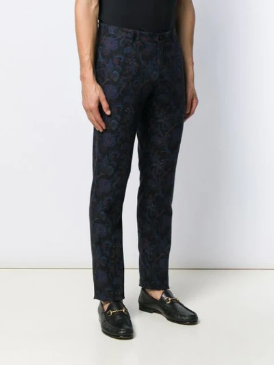 Shop Etro Paisley Print Slim-fit Trousers In 0200 Blue