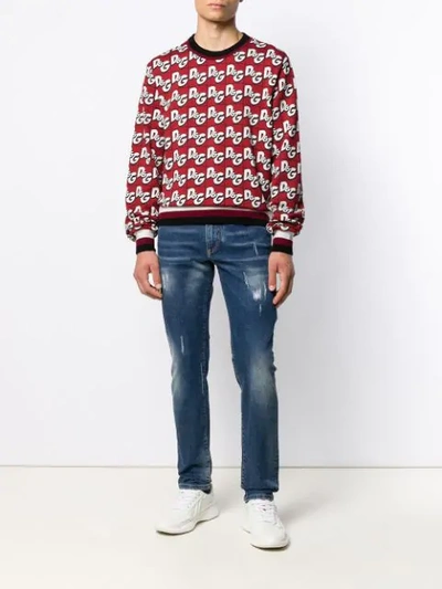 Shop Dolce & Gabbana Logo Print Sweatshirt In Red