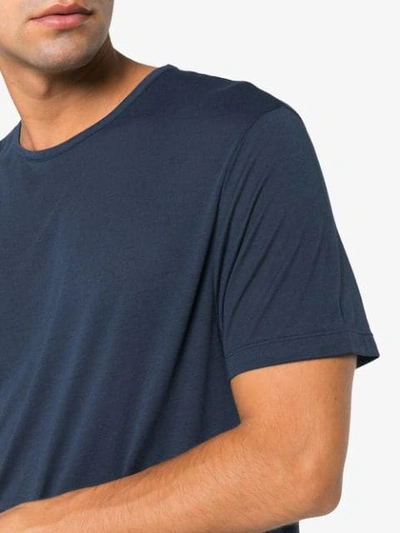 Shop Lot78 Navy Short Sleeve Cashmere Blend T Shirt - Blue