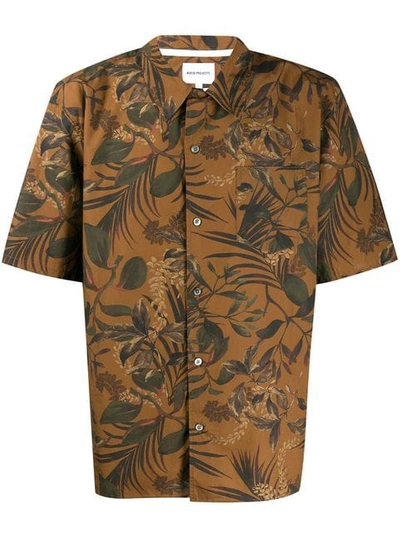 Shop Norse Projects Floral Short-sleeve Shirt In Brown