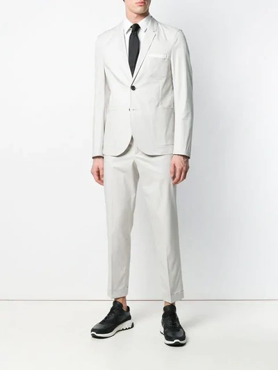 Shop Neil Barrett Buttoned Up Formal Suit In Neutrals