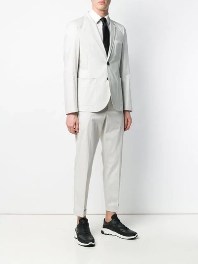Shop Neil Barrett Buttoned Up Formal Suit In Neutrals