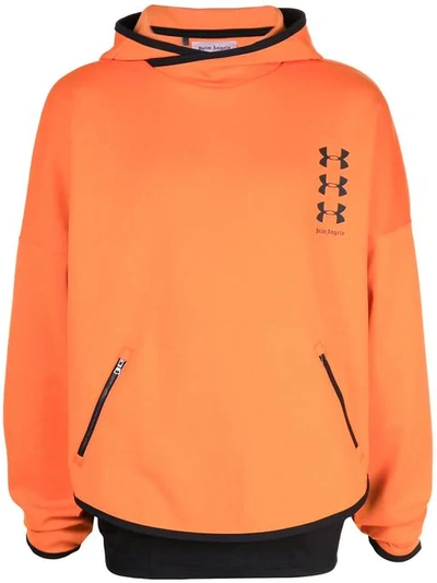 Shop Palm Angels Hooded Logo Sweatshirt - Orange