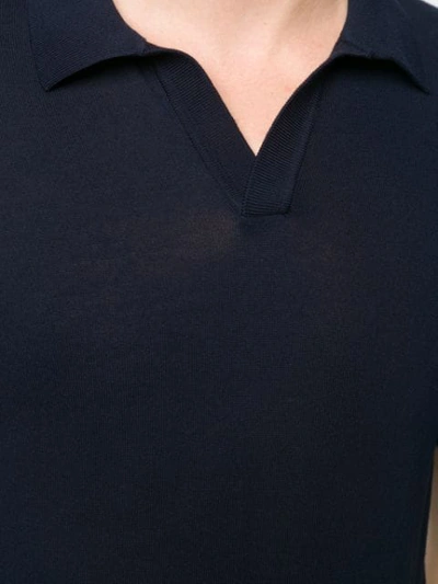 Shop Tagliatore Open Collar Polo Shirt In Blue