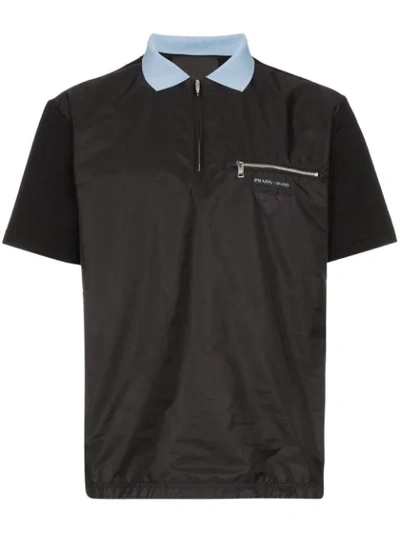 Shop Prada Technical Polo Shirt In Black