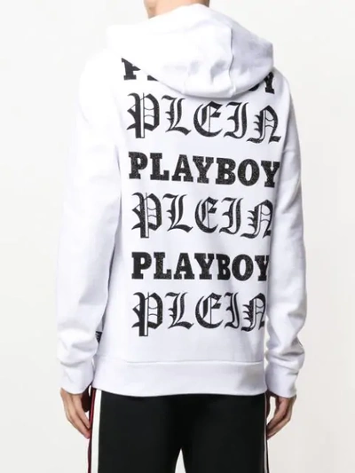 Shop Philipp Plein X Playboy Printed Crystal Hoodie In White