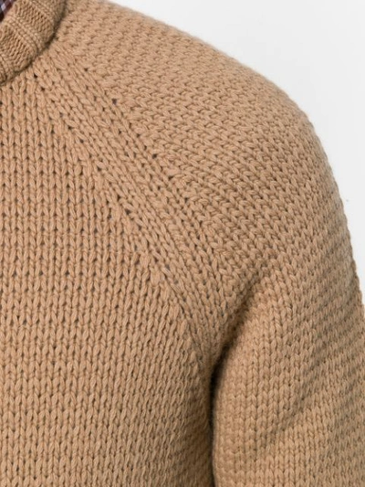 Shop Prada Chunky Knit Crewneck Sweater - Neutrals