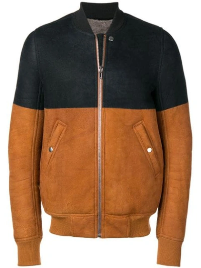 Shop Rick Owens Two-tone Flight Bomber Jacket In Black