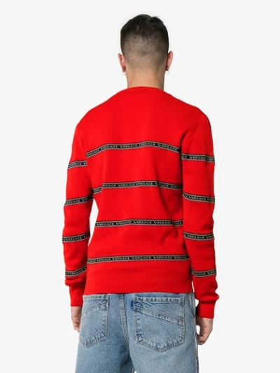 Shop Versace Pullover Mit Streifen In Red