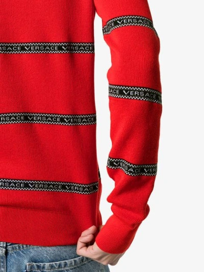 Shop Versace Pullover Mit Streifen In Red
